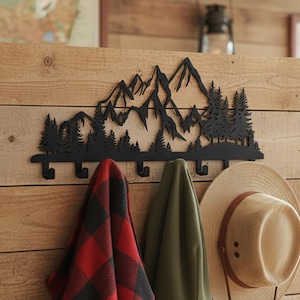Pine Tree Metal Coat Hooks, Rustic Forest Metal Wall Hanger For Cabin & Lodge Decor,Nature Lover Gift,Lake House Opening Keepsake Present