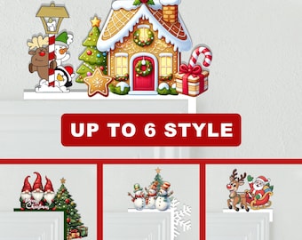 Christmas Door Corner Metal,Santa and Reindeers Corner Decor,Snowman Christmas Door Decor,Reindeer Door Topper,Christmas Door Hanging Sign