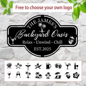 Personalized Backyard Pool Metal Sign, Custom Backyard Decor, Custom Bar And Grill Sign Decor, Backyard Oasis Sign, Outdoor Wall Art Decor