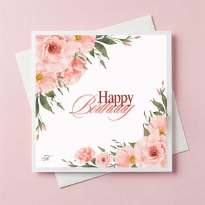 Cartão de aniversário floral elegante