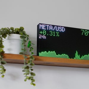 Pantalla LED de seguimiento de acciones de criptomonedas y oro: ¡Nueva resolución doble de 128 x 64 LED! 32 cm x 16 cm (12 x 6 pulgadas) USB-C Wi-Fi