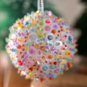 Vibrant Pastel - Sequins and Beaded Ornament - Vintage Christmas | Wedding Ornament | Handbeaded Ornament | Colorful