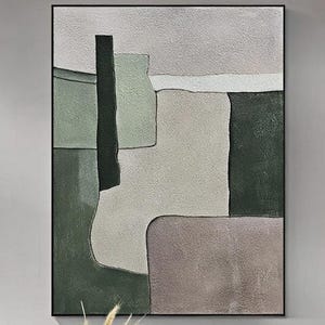 Green Minimalist Painting Beige Wall Art Green Abstract Art Green Texture Painting Beige Abstract Painting on Canvas Wabi-Sabi Wall Art