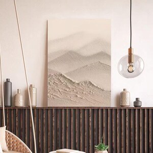 Abstrait montagne blanche texturée peinture à l'huile sur toile 3D lourde montagne texturée peinture verticale grand minimalisme art mural pour le bureau