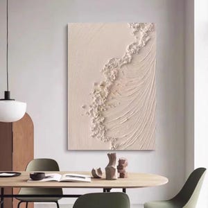 Peinture à l'huile originale jaune vague de l'océan sur toile océan plage verticale grande art mural minimalisme moderne salon art mural mode déco