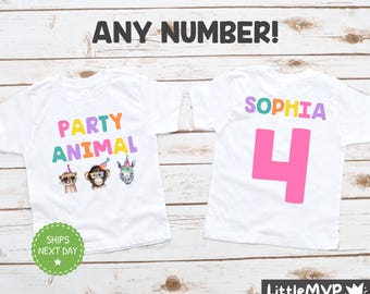 Chemise d'anniversaire personnalisée fêtard - tenue d'anniversaire animaux de zoo - chemise de fête safari sauvage - t-shirt fêtard