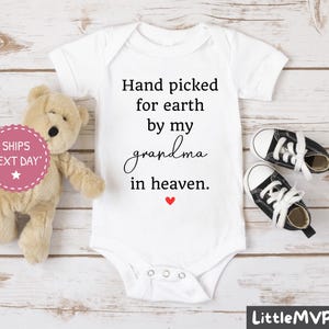 Handpicked for Earth by Grandma in Heaven Baby Onesie® - Cute Baby Shower Gift - Personalized Baby Onesie - Baby Shower Outfit