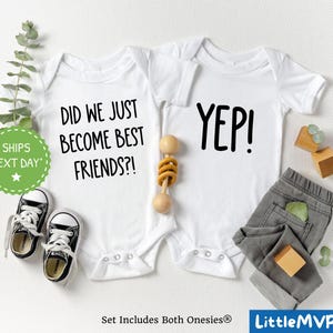 Funny Twin Onesie® Set - Did We Just Become Best Friends - Gender Neutral Twin Baby Gift - Cute Best Friend Twin Bodysuit