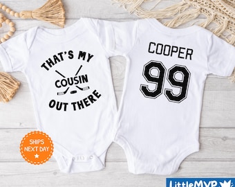 Hockey Cousin Onesie®, Funny Hockey Onesie®, Cute Hockey Onesie®, Baby Boy Onesie®, Baby Girl Onesie®, Hockey Baby Shower Gift