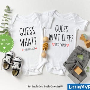 Twin Onesie® Set - Funny Twin Baby Announcement - Cute Personalized Twin Bodysuits - Twins Pregnancy Reveal - We&#39;re Having Twins