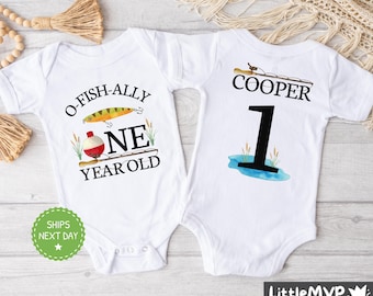 O-Fish-Ally One Onesie® - Fishing Theme Birthday - 1st Birthday Outfit - Gone Fishing Onesie® - Birthday Boy Bodysuit - Fishing Party