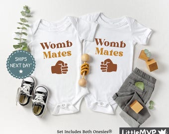 Twin Onesie® Set - Womb Mates Twin Onesie® - Funny Twin Baby Onesie® - Twin Pregnancy Reveal - Best Friends Twin Bodysuit - Twin Shower Gift