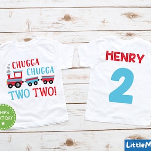 Camiseta de cumpleaños con tema de tren - Choo Choo I&#39;m Two - Camiseta de segundo cumpleaños - Fiesta temática de tren - Segundo cumpleaños de niño - Camiseta de tren personalizada