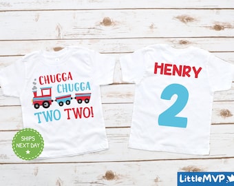 Train Birthday Shirt - Choo Choo I'm Two - 2nd Birthday Shirt - Train Theme Party - Boys Second Birthday - Personalized Train Shirt