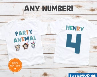 Personalized Boys Party Animal Birthday Shirt - Zoo Animals Birthday Outfit - Wild Safari Party Shirt - Party Animal Tee