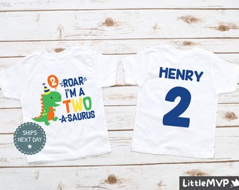 Koszulka urodzinowa Two-a-saurus 2nd Birthday - Dinosaur Birthday Tee - Koszulka urodzinowa dla chłopca Dinosaur - Koszulka urodzinowa Two Rex - Koszulka urodzinowa T-Rex 2nd Birthday Tee