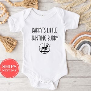 Daddy&#39;s Hunting Buddy Baby Onesie®, Funny Hunting Onesie®, Baby Boy Onesie®, Baby Girl Onesie®, Baby Shower Gift