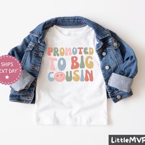 Promoted To Big Cousin Shirt - Cool Cousins Club - Niece Toddler Shirt - Future Cousin - Retro Groovy Gift