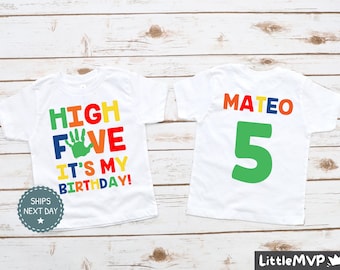 Boys 5th Birthday Shirt - High Five Shirt - Fifth Birthday Shirt - 5th Birthday Tee - Boys Fifth Birthday Shirt - 5 Years Old