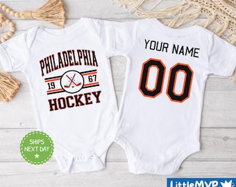 Philadelphia Hockey Onesie® - Personalized Hockey Bodysuit - Cute Hockey Onesie® - Philadelphia Baby Shower