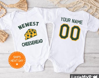 Green Bay Football Onesie®, Personalized Football Onesie®, Little Cheesehead Onesie®, Green Bay Baby Shower Gift