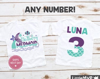 Mermaid Birthday Shirt - Mermaid Party - Mermaid Theme - Under the Sea Shirt - Birthday Girl Shirt - Mermaid Outfit - Girls Birthday Shirt