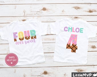 Ice Cream Birthday Shirt - Four Ever Sweet - 4th Birthday Shirt - Ice Cream Birthday - Girls Ice Cream Birthday Shirts - Fourth Birthday