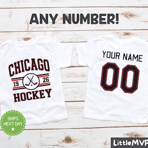 Camiseta de hockey de Chicago para niños - Camiseta de hockey personalizada - Camiseta de hockey para niños personalizada - Camiseta de fanático de Chicago