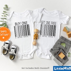 Kaufen Sie One Get One Twin Onesie® Set - Lustige Zwillings-Babybodys - Beste Freunde Zwillings-Outfit - Zwillingsankündigung - Babypartygeschenk