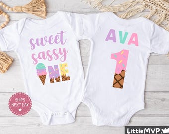 Ice Cream Birthday Shirt - Sassy Sweet One - 1st Birthday Shirt - Ice Cream Birthday - Girls Ice Cream Birthday Shirts - First Birthday