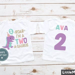 Two-a-saurus 2nd Birthday Shirt - Dinosaur Birthday Tee - Girl Dinosaur Birthday Shirt - Two Rex Birthday Shirt - T Rex 2nd Birthday Tee