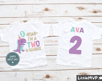 Koszulka urodzinowa Two-a-saurus 2nd Birthday - Koszulka urodzinowa Dinosaur - Koszulka urodzinowa dla dziewczynki Dinosaur - Koszulka urodzinowa Two Rex - Koszulka urodzinowa T Rex 2nd Birthday