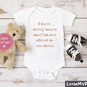 Tengo tías locas - Mono divertido para tía - Mono lindo para tía - Regalo para baby shower - Traje de tía loca para bebé - Mono divertido para bebé