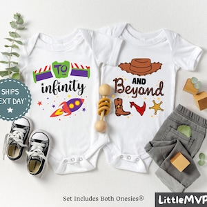Twin Onesie® Set - To Infinity and Beyond Onesie® Twins - Funny Twin Onesies - New Baby Gift Twins - Twin Baby Gift Funny - Twin Baby Shower