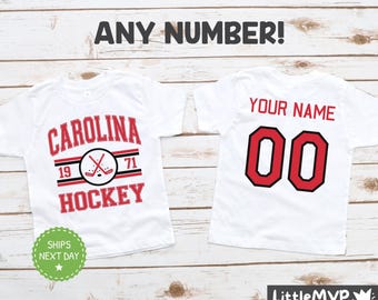 Carolina Hockey Kids Shirt - Personalized Hockey Shirt - Custom Kids Hockey Shirt - Carolina Fan Shirt