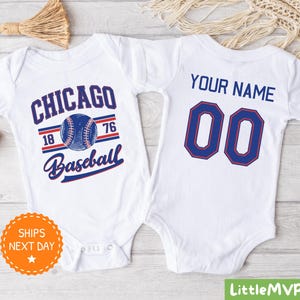 Mono de Chicago® - Bebé de béisbol de Chicago - Bebé niño de Chicago - Bebé niña de Chicago - Baby Shower de Chicago