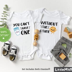 Twin Onesie® Set - Can't Have One - Without The Other Twin Onesies® - Funny Milk and Cookie Twin Bodysuits - Best Friend Twin Baby Onesies®