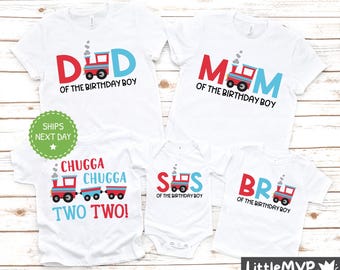 Train Birthday Shirt - Chugga Choo Two - Boys Second Birthday - 2nd Birthday Party - Train Theme Party - Family Birthday Shirts
