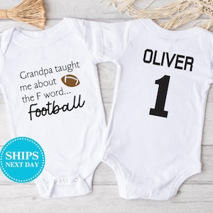 Football with Grandpa Onesie®, Funny Football Onesie®, Cute Football Onesie®, Baby Boy Onesie®, Baby Girl Onesie®, Football Baby Shower Gift