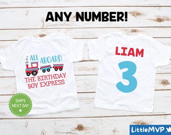 Train Birthday Boy Shirt - Transportation Party - Choo Choo - Kids Birthday Shirt - Any Age Birthday T-Shirt - Birthday Boy Party