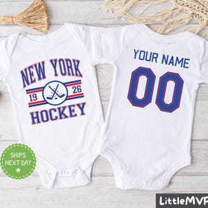 New York Hockey Onesie® - Personalized Hockey Bodysuit - Cute Hockey Onesie® - New York Baby Shower