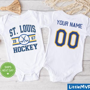 St. Louis Hockey Onesie® - Personalized Hockey Bodysuit - Cute Hockey Onesie® - St. Louis Baby Shower