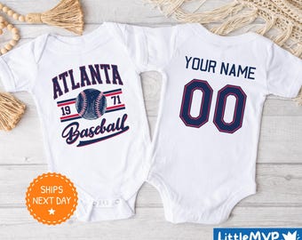 Atlanta Baseball Onesie® - Atlanta Baseball Baby - Atlanta Baby Boy - Atlanta Baby Girl - Atlanta Baby Shower