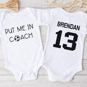 Put Me In Coach Soccer Onesie®, Funny Soccer Onesie®, Cute Soccer Onesie®, Baby Boy Onesie®, Baby Girl Onesie®, Baby Shower Gift