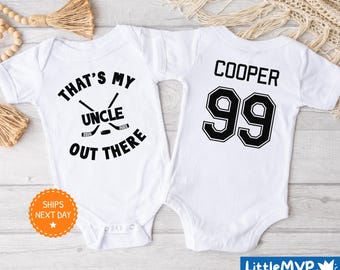 Hokejowy wujek Onesie®, zabawny Hokejowy Onesie®, uroczy Hokejowy Onesie®, niemowlęcy Onesie® dla chłopca, niemowlęcy Onesie® dla dziewczynki, prezent na baby shower z motywem hokeja