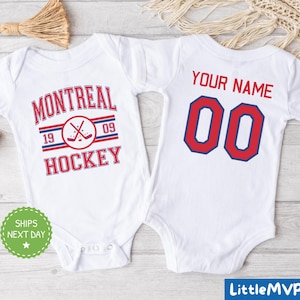 Montreal Hockey Onesie® - Montreal Baby Boy - Montreal Baby Girl - Custom Baby Hockey Onesie - Montreal Baby Shower