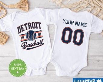 Detroit Baseball Onesie® - Detroit Baseball Baby - Detroit Baby Boy - Detroit Baby Girl - Detroit Baby Shower