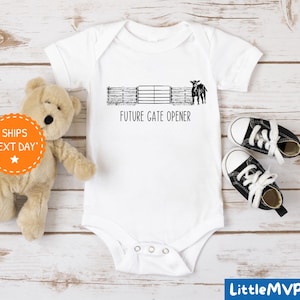 Future Gate Opener Onesie® - Future Western Baby Boy - Retro Baby Bodysuit - Cute Country Bodysuit - New Ranchhand Baby Bodysuit