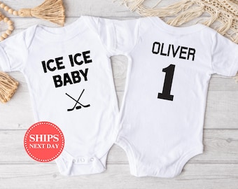 Ice Ice Baby Onesie®, Funny Hockey Onesie®, Cute Hockey Onesie®, Baby Boy Hockey Onesie®, Hockey Baby Shower Gift