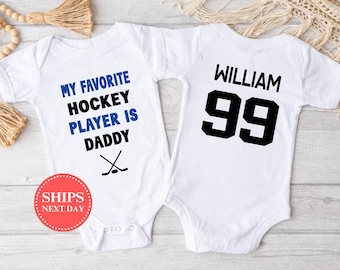 Favorite Hockey Player is Daddy Onesie®, Funny Hockey Onesie®, Cute Hockey Onesie®, Baby Boy Onesie®, Baby Girl Onesie®, Hockey Baby Shower